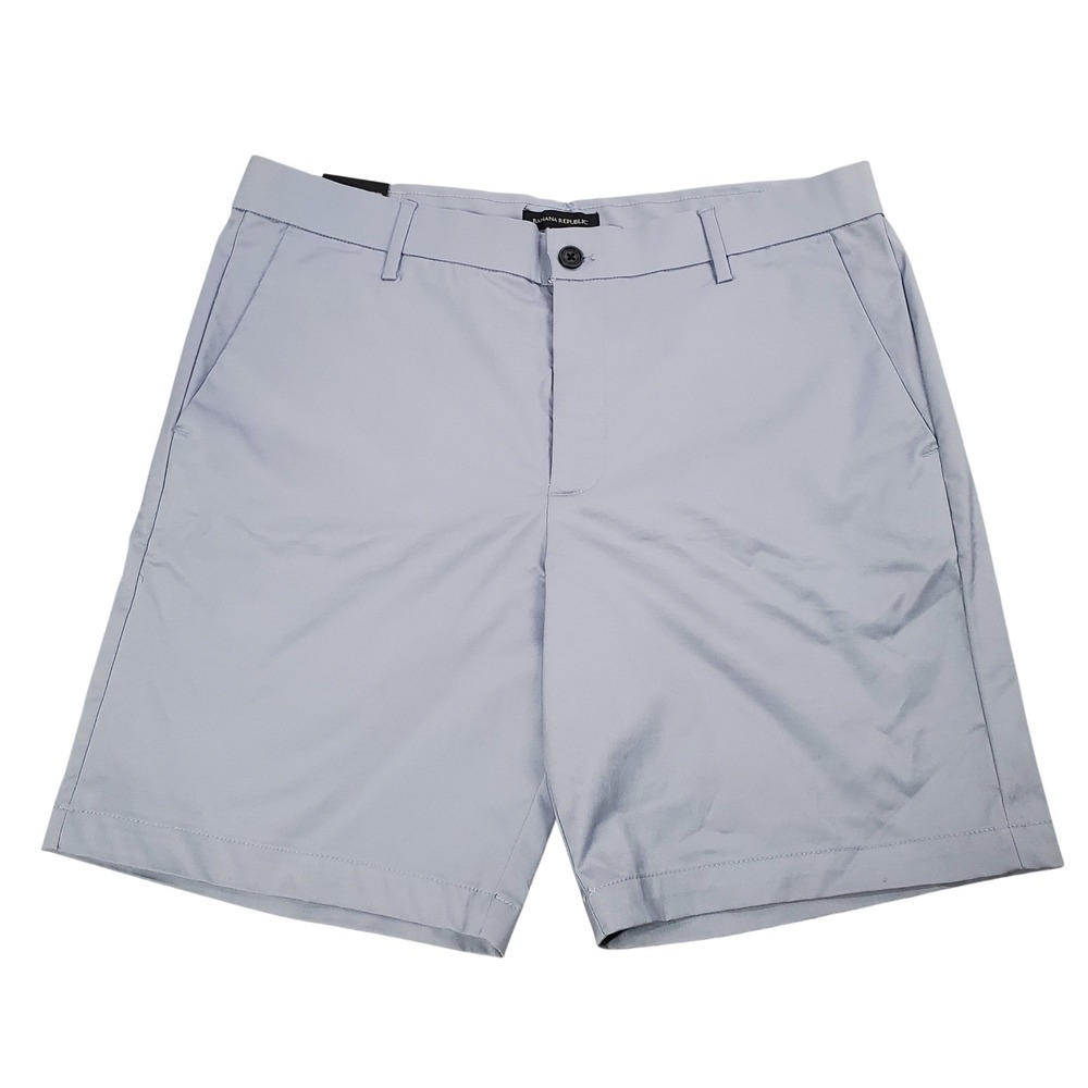 Banana Republic Stretch Chino Shorts Mens 36 Light Blue 9" Inseam Quick Dry New